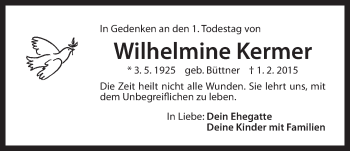 Traueranzeige von Wilhelmine Kermer von Der Bote