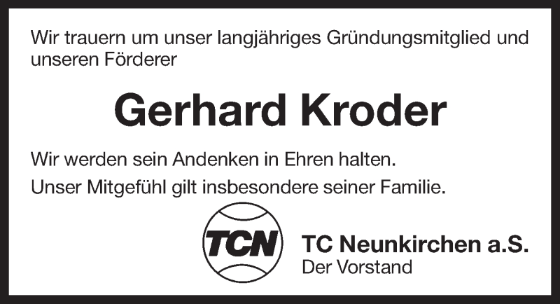  Traueranzeige für Gerhard Kroder vom 25.02.2016 aus Pegnitz-Zeitung