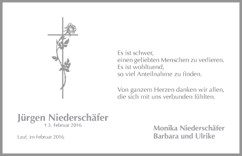 Traueranzeige von Jürgen Niederschäfer von Pegnitz-Zeitung
