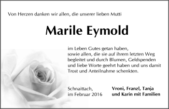 Traueranzeige von Marile Eymold von Pegnitz-Zeitung