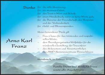 Traueranzeige von Arno Karl Franz von Hersbrucker Zeitung
