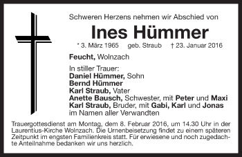 Traueranzeige von Ines Hümer von Der Bote