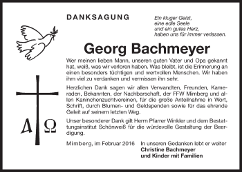 Traueranzeige von Georg Bachmeyer von Der Bote