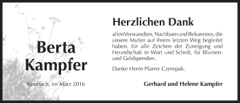 Traueranzeige von Berta Kampfer von Pegnitz-Zeitung