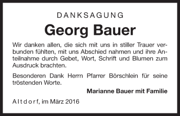 Traueranzeige von Georg Bauer von Der Bote