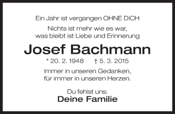Traueranzeige von Josef Bachmann von Der Bote