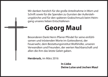 Traueranzeige von Georg Maul von Hersbrucker Zeitung