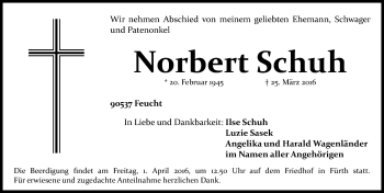 Traueranzeige von Norbert Schuh von Der Bote