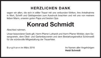 Traueranzeige von Konrad Schmidt von Der Bote