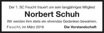 Traueranzeige von Norbert Schuh von Der Bote