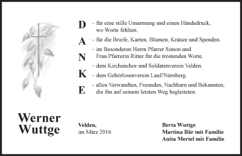 Traueranzeige von Werner Wuttge von Hersbrucker Zeitung