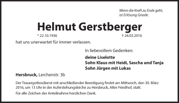 Traueranzeige von Helmut Gerstberger von N-Land