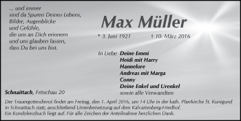 Traueranzeige von Max Müller von Pegnitz-Zeitung