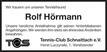 Traueranzeige von Rolf Hörmann von Pegnitz-Zeitung