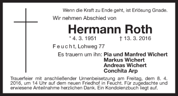 Traueranzeige von Hermann Roth von Der Bote
