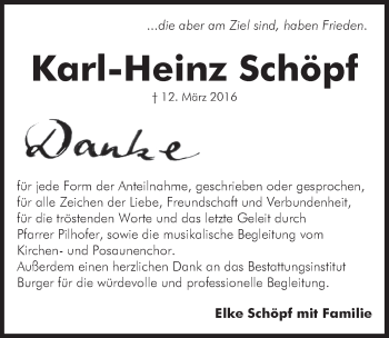 Traueranzeige von Karl-Heinz Schöpf von Hersbrucker Zeitung