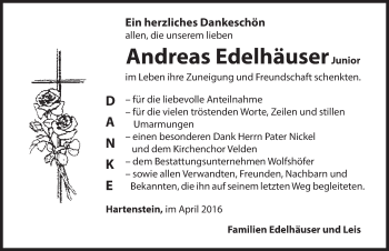 Traueranzeige von Andreas Edelhäuser von Hersbrucker Zeitung