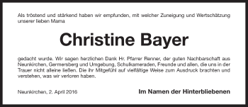 Traueranzeige von Christine Bayer von Pegnitz-Zeitung