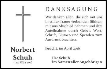 Traueranzeige von Norbert Schuh von Der Bote