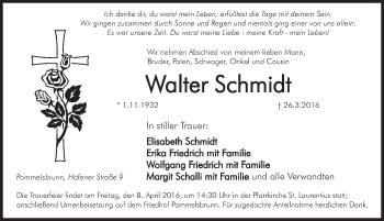 Traueranzeige von Walter Schmidt von Hersbrucker Zeitung