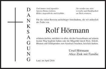 Traueranzeige von Rolf Hörmann von Pegnitz-Zeitung