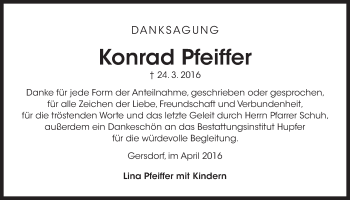 Traueranzeige von Konrad Pfeiffer von Der Bote