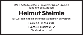 Traueranzeige von Helmut Steimle von Der Bote