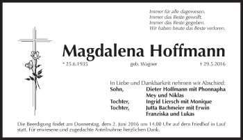 Traueranzeige von Magdalena Hoffmann von Pegnitz-Zeitung