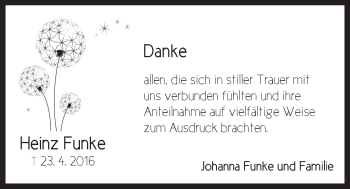 Traueranzeige von Heinz Funke von Der Bote