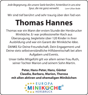 Traueranzeige von Thomas Hannes von Hersbrucker Zeitung