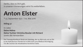 Traueranzeige von Anton Elster von Pegnitz-Zeitung
