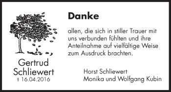 Traueranzeige von Gertrud Schliewert von Hersbrucker Zeitung