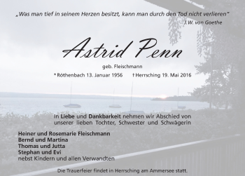 Traueranzeige von Astrid Penn von Pegnitz-Zeitung