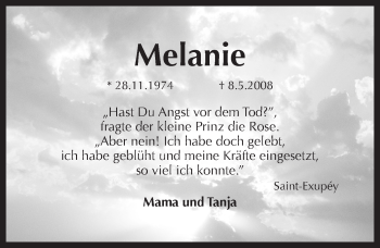 Traueranzeige von Melanie  von Pegnitz-Zeitung