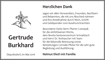 Traueranzeige von Gertrude Burkhard von Pegnitz-Zeitung