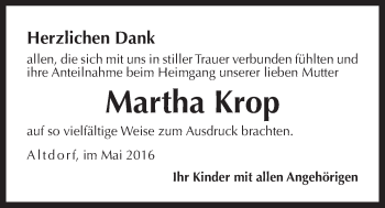 Traueranzeige von Martha Krop von Der Bote