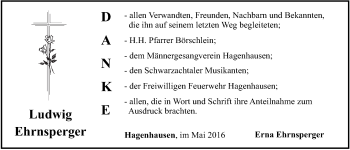 Traueranzeige von Ludwig Ehrnsperger von Der Bote