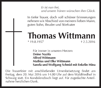 Traueranzeige von Thomas Wittmann von Pegnitz-Zeitung