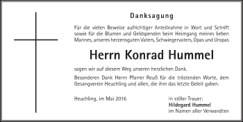 Traueranzeige von Konrad Hummel von Pegnitz-Zeitung