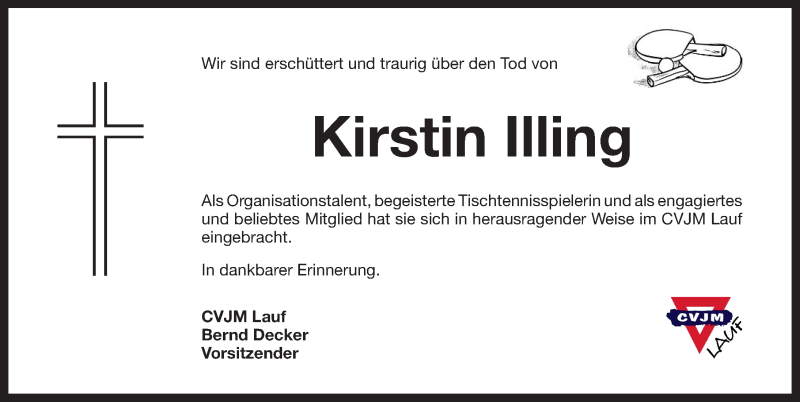  Traueranzeige für Kirstin Illing vom 01.06.2016 aus Pegnitz-Zeitung