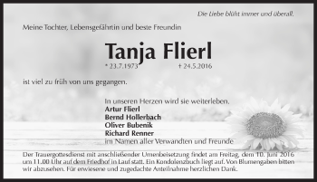 Traueranzeige von Tanja Flierl von Pegnitz-Zeitung