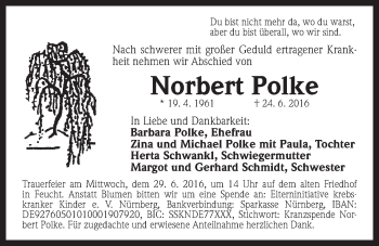 Traueranzeige von Norbert Polke von Der Bote