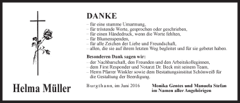 Traueranzeige von Helma Müller von Der Bote