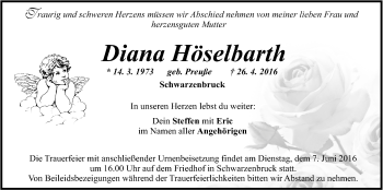 Traueranzeige von Diana Höselbarth von Der Bote