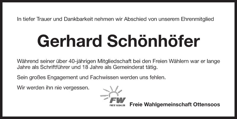  Traueranzeige für Gerhard Schönhöfer vom 11.06.2016 aus Pegnitz-Zeitung