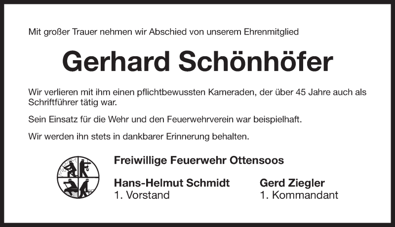  Traueranzeige für Gerhard Schönhöfer vom 11.06.2016 aus Pegnitz-Zeitung