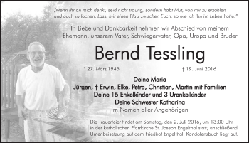 Traueranzeige von Bernd Tessling von Hersbrucker Zeitung