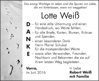 Traueranzeige von Lotte Weiß von Hersbrucker Zeitung