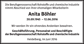 Traueranzeige von Anita Bo¨hler von N-Land