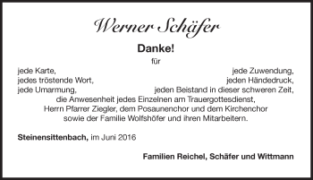 Traueranzeige von Werner Schäfer von Hersbrucker Zeitung